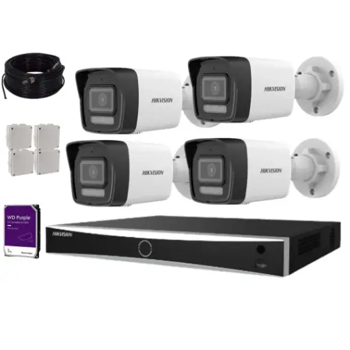 [KIT-HIK-IP-4B-2MP-8CH-1TB] Kit 4 Cámaras IP Hikvision 2mp - Max. 8 Cámaras