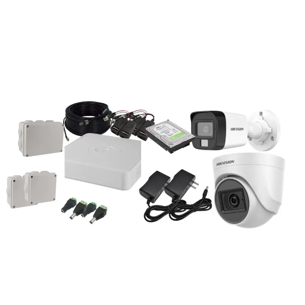 Kit de 2 Cámaras Análogas Marca HikVision de 5MP con Audio 