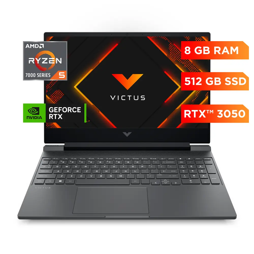 HP - Notebook - 15.6" - AMD Ryzen 5 7535HS / 4.5 GHz - 8 GB - DDR5 SDRAM - 512 GB SSD - NVIDIA GeForce RTX 3050
