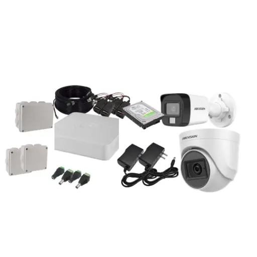 Kit de 2 Cámaras Análogas Marca HikVision de 5MP con Audio 